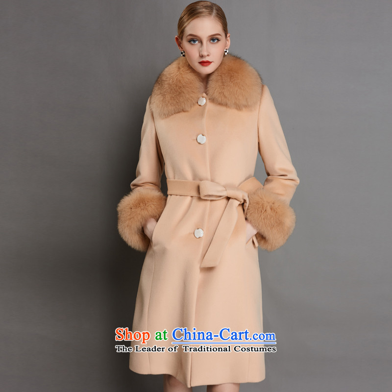 C.o.d. l-woo and purchase high-end women 2015 winter clothing new fox collar Cashmere wool coat gross sleeve and overcome coats gross? wine redL