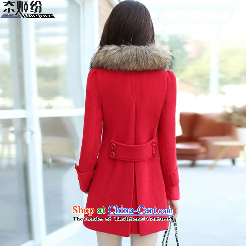 The Suu Kyi as 2015 autumn and winter new gross?   in the Korean version of the jacket long hair? a wool coat female red S, the Noble 817.8119 trillion-hee (NIEJORE withdrawal) , , , shopping on the Internet