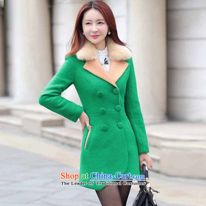 Multimedia 2015 autumn and winter zi gross?   in the Korean version of the jacket long coats of female green , then the mine color (ZICAI) , , , shopping on the Internet