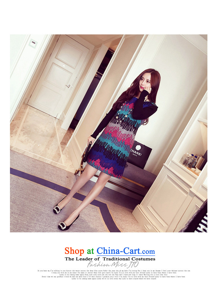 The Hyatt Regency Platinum 2015 Autumn new larger female Korean version of Sau San video thin stamp knitting cuff stitching gross dresses? female Y8014 picture color pictures, prices, XL brand platters! The elections are supplied in the national character of distribution, so action, buy now enjoy more preferential! As soon as possible.