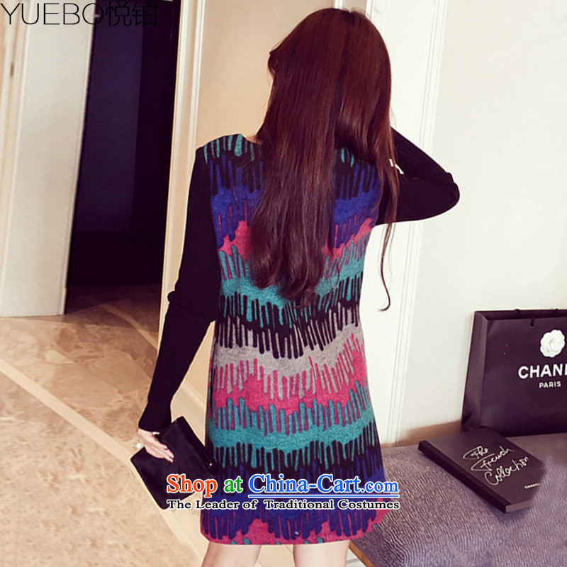 The Hyatt Regency Platinum 2015 Autumn new larger female Korean version of Sau San video thin stamp knitting cuff stitching gross dresses? female Y8014 picture color XL, Yue Platinum (YUEBO) , , , shopping on the Internet