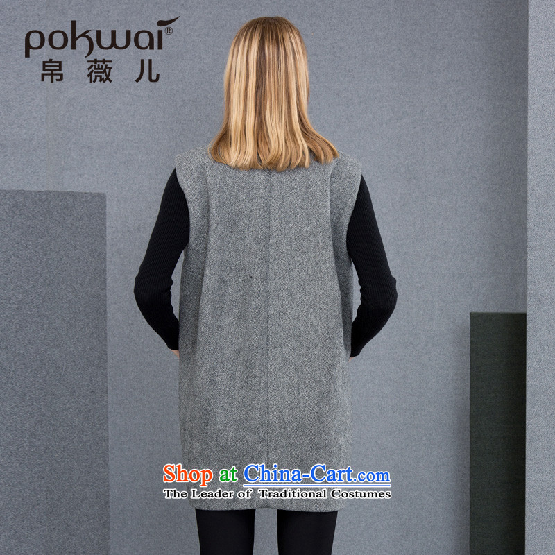 The Hon Audrey Eu Yuet-yung 2015 9POKWAI/ autumn and winter original design of Europe and the dark green short of the amount? M, 8Ms Audrey EU gray coat-POKWAI) , , , shopping on the Internet
