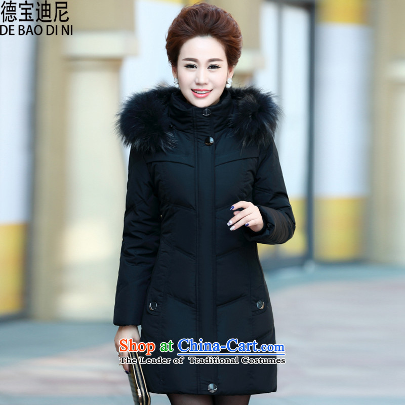 Debao Dini in older downcoat girl mothers with new 2015 large long campaign in Sau San sub gross for warm winter clothing, feather jacket black XXL