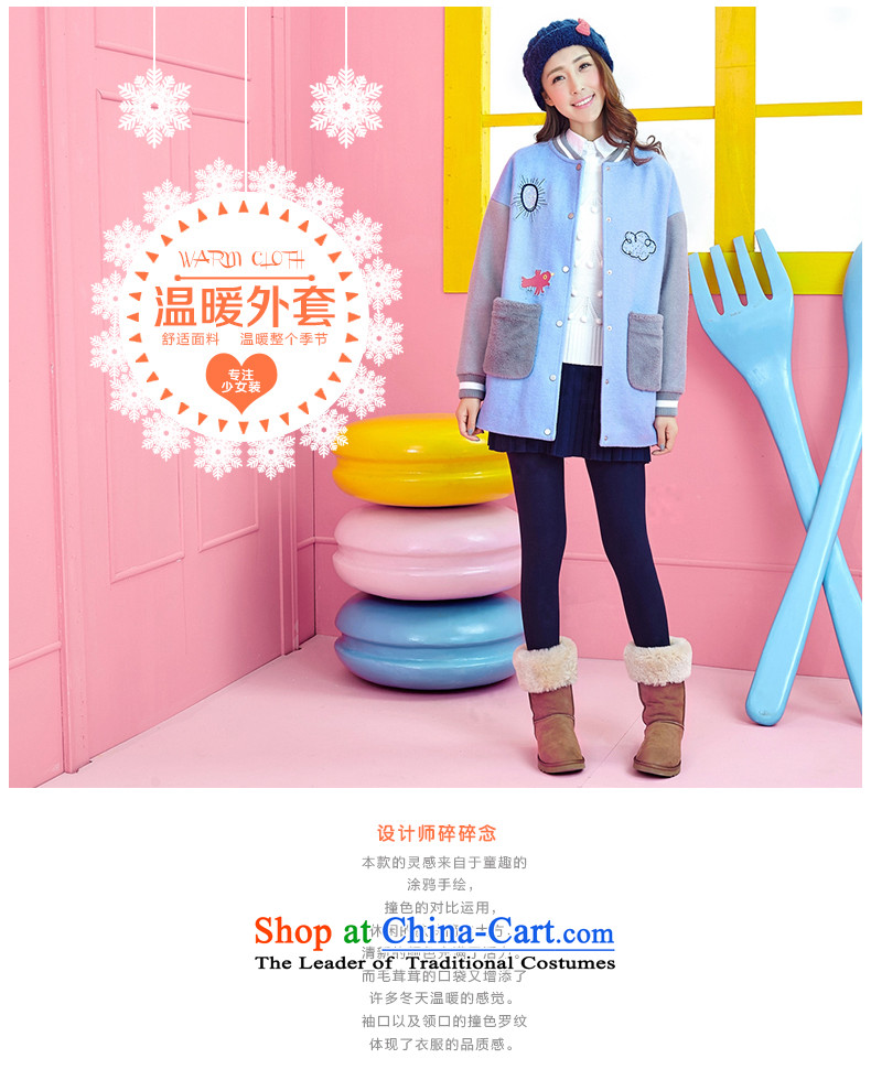 Igor, 2015 New Preppy girls winter clothing Korean middle school students in gross? jacket long cute pass a wool coat Dark Blue M picture, prices, brand platters! The elections are supplied in the national character of distribution, so action, buy now enjoy more preferential! As soon as possible.