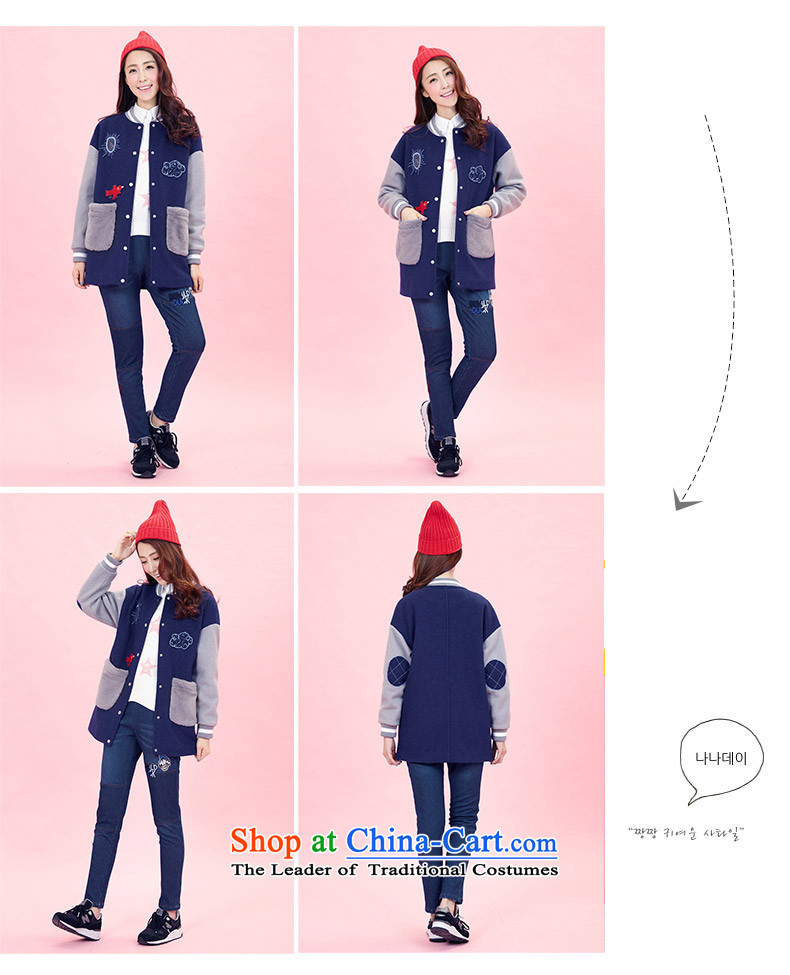 Igor, 2015 New Preppy girls winter clothing Korean middle school students in gross? jacket long cute pass a wool coat Dark Blue M picture, prices, brand platters! The elections are supplied in the national character of distribution, so action, buy now enjoy more preferential! As soon as possible.
