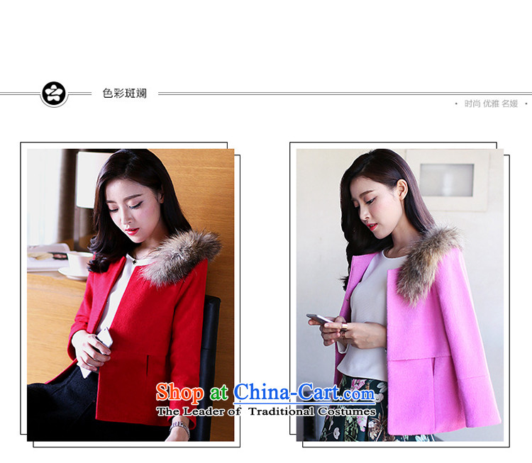 Lai 2015 autumn and winter and new gross shortage of female jacket? Korean aristocratic temperament wool coat girl with true? Nuclear Sub gross collar Short Sleeve Jacket in red L picture, prices, brand platters! The elections are supplied in the national character of distribution, so action, buy now enjoy more preferential! As soon as possible.