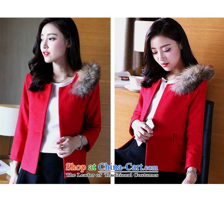 Lai 2015 autumn and winter and new gross shortage of female jacket? Korean aristocratic temperament wool coat girl with true? Nuclear Sub gross collar Short Sleeve Jacket in red L picture, prices, brand platters! The elections are supplied in the national character of distribution, so action, buy now enjoy more preferential! As soon as possible.