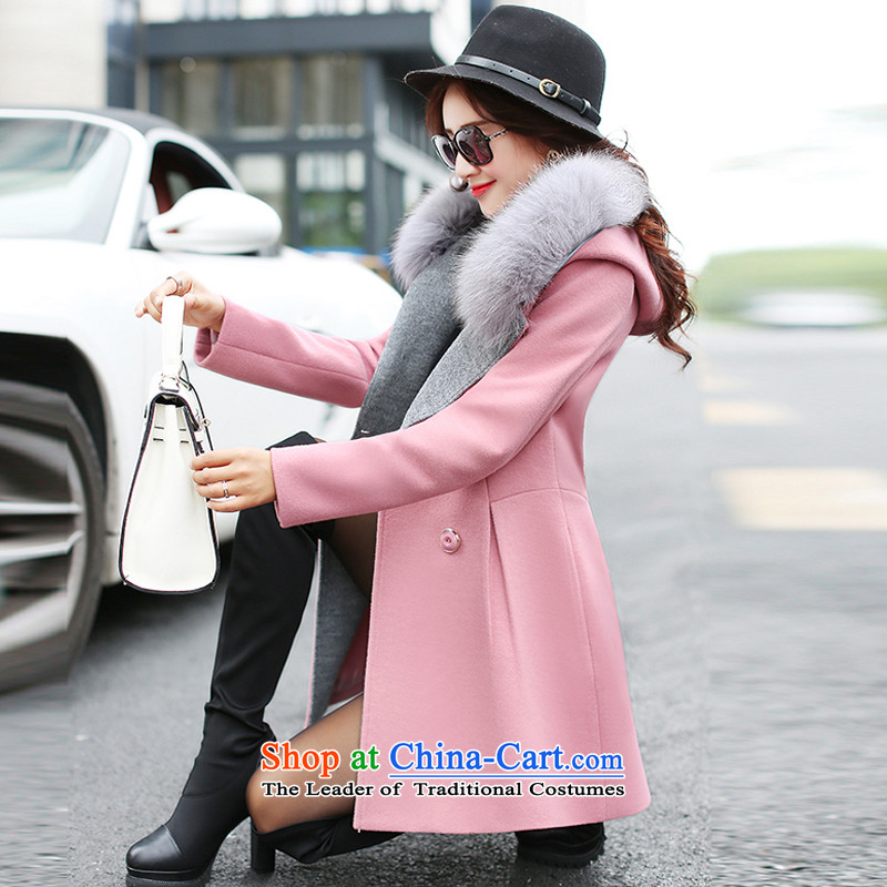 Gil Miciu 2015 autumn and winter coats new? female Korean version of the long hair?   Gross? coats jacket female M8009 pink M, Jimmy Hill (JIMIQIU) , , , shopping on the Internet