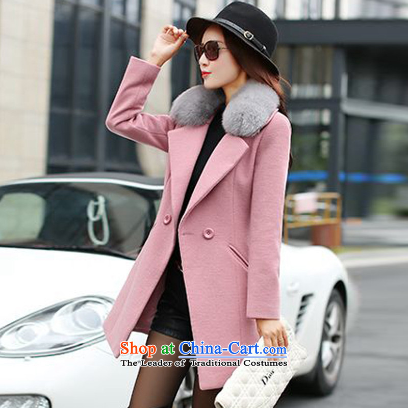 Gil Miciu 2015 autumn and winter coats new? female Korean version of the long hair?   Gross? coats jacket female M8009 pink M, Jimmy Hill (JIMIQIU) , , , shopping on the Internet