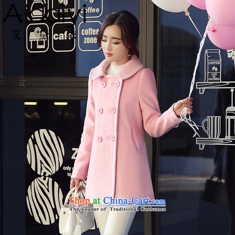 In accordance with the _AIDAIYI Sainte-Adele _QC_? 2015 autumn and winter coats female new general, temperament wool a wool coat han bum small wind female graphics Heung-thin pinkL
