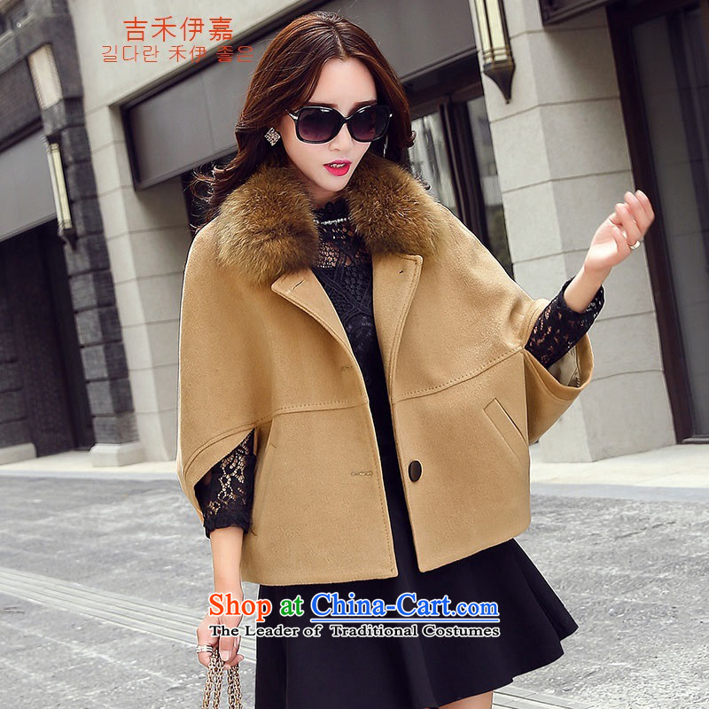 Gil Wo Ika autumn and winter bat sleeves cocoon-liberal wool short of what the Wind Jacket female incense funnels Fung a cashmere overcoat Sleek and versatile large red collar , L, Gil reel gross ika shopping on the Internet has been pressed.