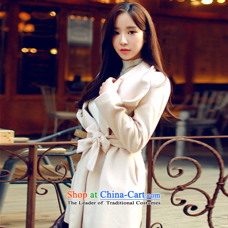 Vekee' s 2015 autumn and winter new Korean version of the video in Sau San thin long cashmere overcoat female 69.9 gross?  ' s,,, s,vekee cream shopping on the Internet
