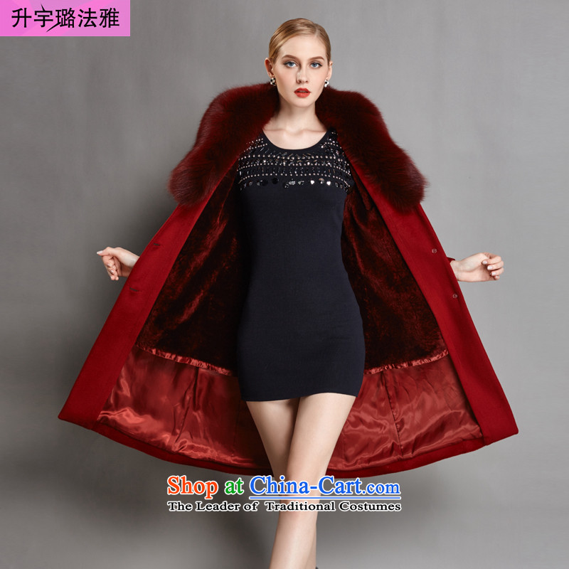 L-woo and purchase high-end women 2015 winter clothing new fox gross for coats and overcome women Cashmere wool long sleeves female gross?XXXL wine red cloak?