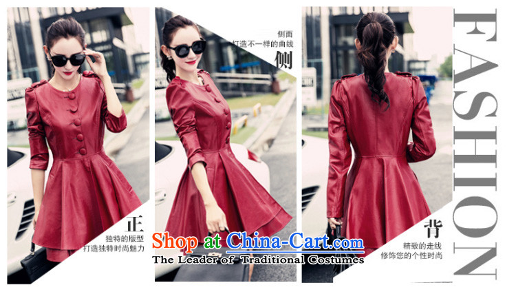Morning to 2015 autumn and winter new to xl female fur overcoat single row detained windbreaker. long thin leather jacket Sau San video dark red jacket 2XL recommendations 130-140 catty picture, prices, brand platters! The elections are supplied in the national character of distribution, so action, buy now enjoy more preferential! As soon as possible.