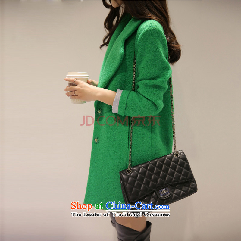 The 2015 autumn new thousands of Ms. coats in long? woolen coat women a round-neck collar gross jacket elegant green , then the chin (BENQIAN) , , , shopping on the Internet