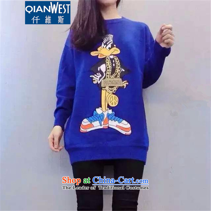 The Scarlet Letter, larger female thick sister Sun-Dok 2015 Autumn replacing the new MM thick long-sleeved stamp cartoon in long Sweater Knit-5798 3XL purple recommendations 140-160 characters, the scarlet letter weight (QIANWEISI) , , , shopping on the I