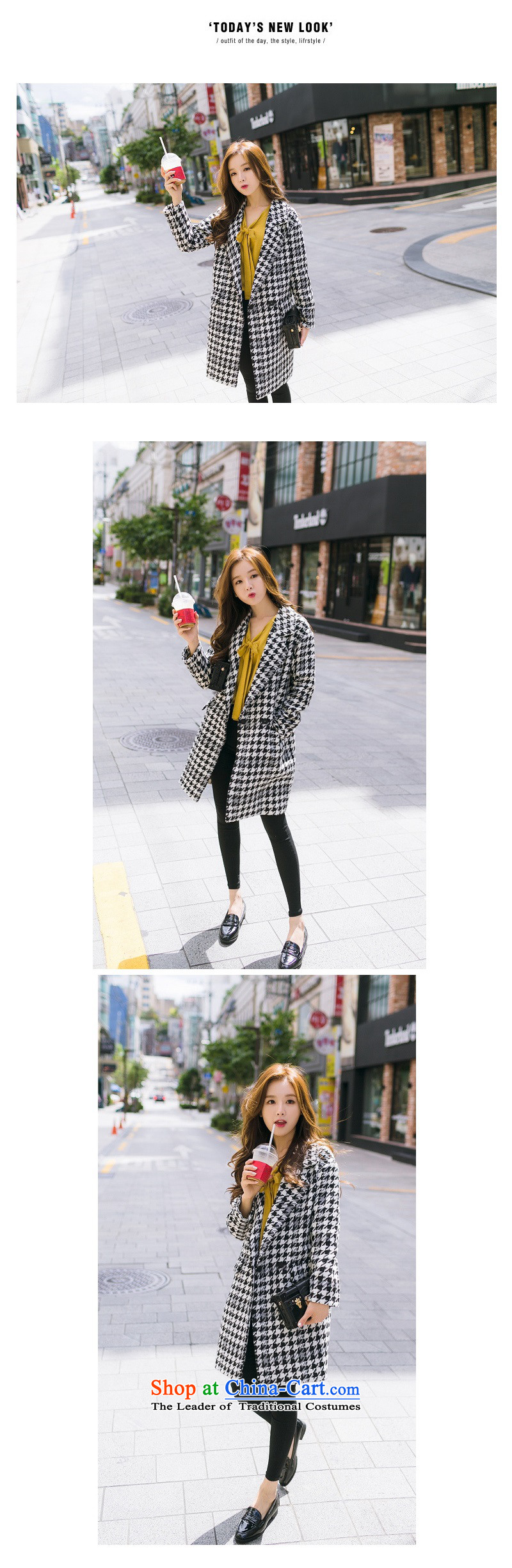 Dido New Korea 2015 winter edition chidori grid gross? female jacket coat in long large leisure suit Sau San a thick wool, black and white picture, prices, S brand platters! The elections are supplied in the national character of distribution, so action, buy now enjoy more preferential! As soon as possible.