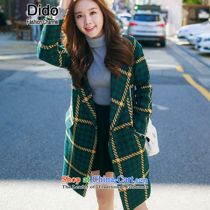 Dido New Korea 2015 winter edition chidori grid gross? female jacket coat in long large leisure suit Sau San a thick Ms. wool black and white S,dido channel,,, fashion shopping on the Internet