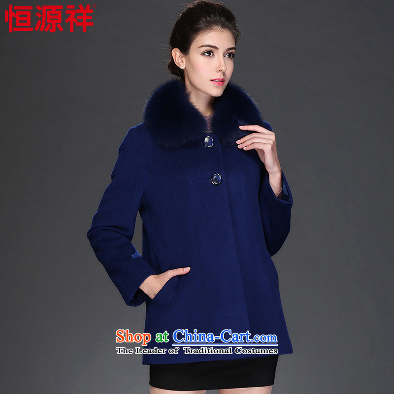 Hengyuan Cheung 2015 autumn and winter coats, wool a short of the amount? jacket for the middle-aged   Fox Gross Gross? No. 1 female coats 165/L., blue. Hengyuan Cheung shopping on the Internet has been pressed.