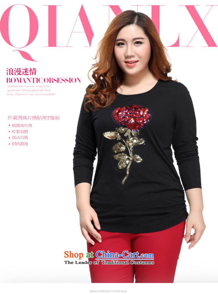 The former Yugoslavia Li Sau 2015 autumn large new mount female stylish pearl embroidered tile round-neck collar long-sleeved T-shirt female black 3XL 1086 picture, prices, brand platters! The elections are supplied in the national character of distribution, so action, buy now enjoy more preferential! As soon as possible.