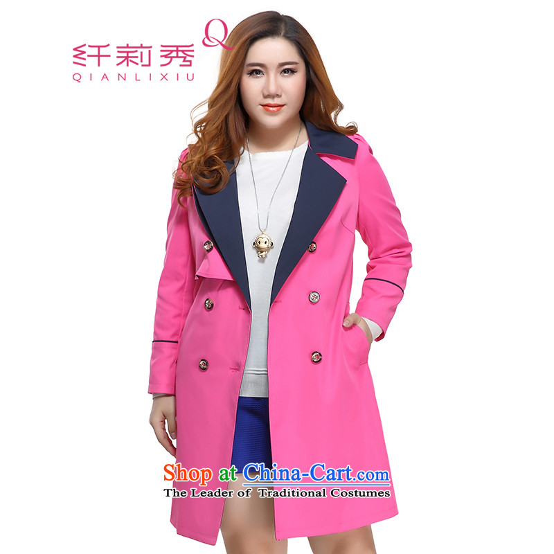The former Yugoslavia Li Sau 2015 Fall_Winter Collections new larger female rates of reverse collar double-Video In thin long wind jacket 1238 better Red2XL
