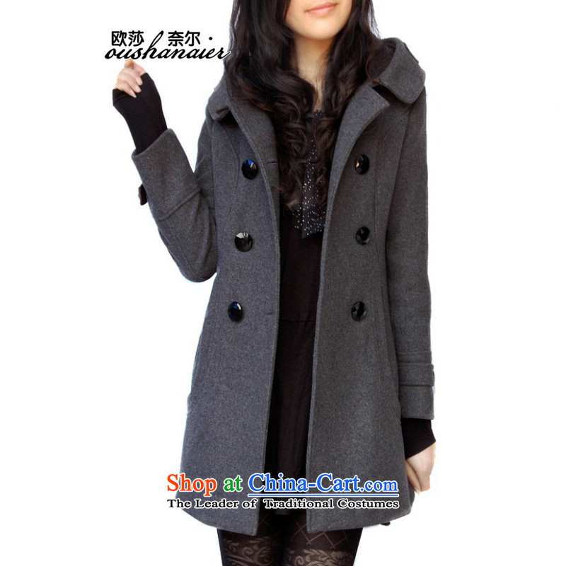 2015 Winter Ms. new stylish temperament Cashmere wool coat long thickened? Warm Hoodie Gray L, OSCE Windsor Cornell oushanaier () , , , shopping on the Internet