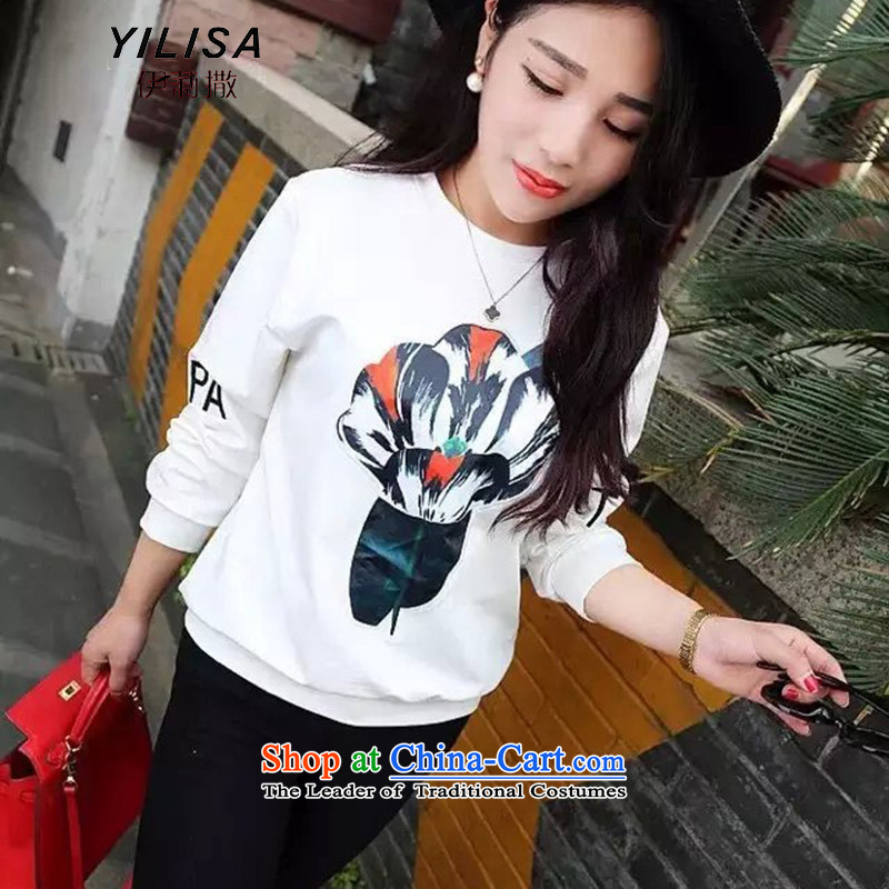Elizabeth sub-to increase women's code NEW SHIRT autumn sweater 200 MM thick Korean catty Fall/Winter Collections embroidery stylish suite and Pure cotton T-shirt sweater 365 Black XXL, Elizabeth (YILISA sub-shopping on the Internet has been pressed.)