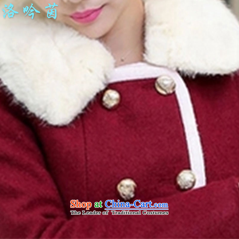 The Athena Chu 2015 winter clothing to recite the new Korean women's wild? long clothes. Much of the Sau San Mao jacket coat female Q050? maroon , L4 Ginyu Athena , , , shopping on the Internet