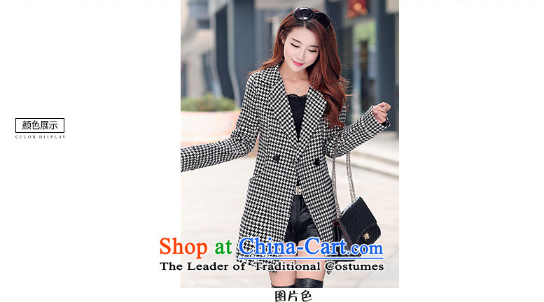 M New Winter North Korean chidori grid gross?) in female jacket long OL commuter double-a wool coat picture color S picture, prices, brand platters! The elections are supplied in the national character of distribution, so action, buy now enjoy more preferential! As soon as possible.