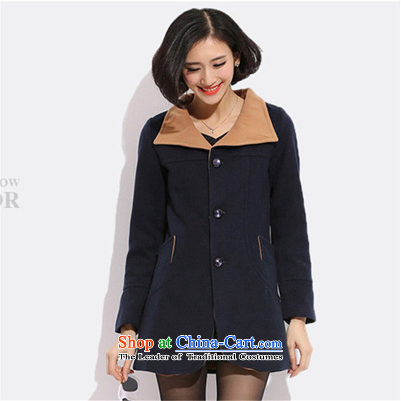 Curran ad 2015 Winter Ms. new larger gross?   in the jacket Long Hoodie video thin coat of a long-sleeved shirt and leisure lapel J5915 XL(120-140 catty, dark blue Curran Ad (current) , , , shopping on the Internet