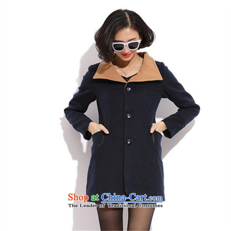 Curran ad 2015 Winter Ms. new larger gross?   in the jacket Long Hoodie video thin coat of a long-sleeved shirt and leisure lapel J5915 XL(120-140 catty, dark blue Curran Ad (current) , , , shopping on the Internet
