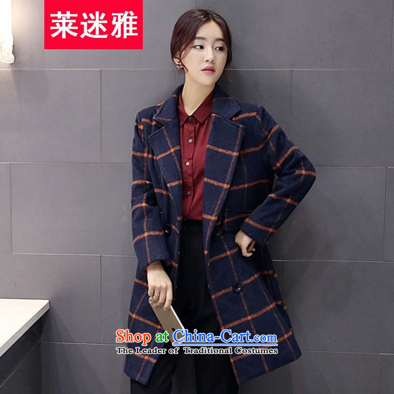 Gloria mini-ya 2015 autumn and winter Korean thin one grain of Sau San video clip children? coats jacket blue grossL