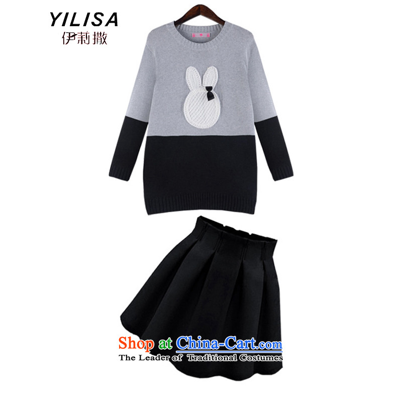 Elizabeth sub-XL to Europe and the Women 2015 Fall/Winter Collections new sweater kit and ears MM thick wool jumper + bon bon skirt kit N669 sweater with black skirt 4XL, Elizabeth YILISA (sub-) , , , shopping on the Internet
