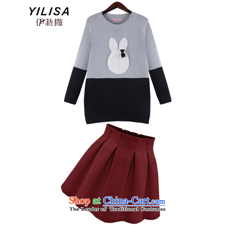 Elizabeth sub-XL to Europe and the Women 2015 Fall/Winter Collections new sweater kit and ears MM thick wool jumper + bon bon skirt kit N669 sweater with black skirt 4XL, Elizabeth YILISA (sub-) , , , shopping on the Internet
