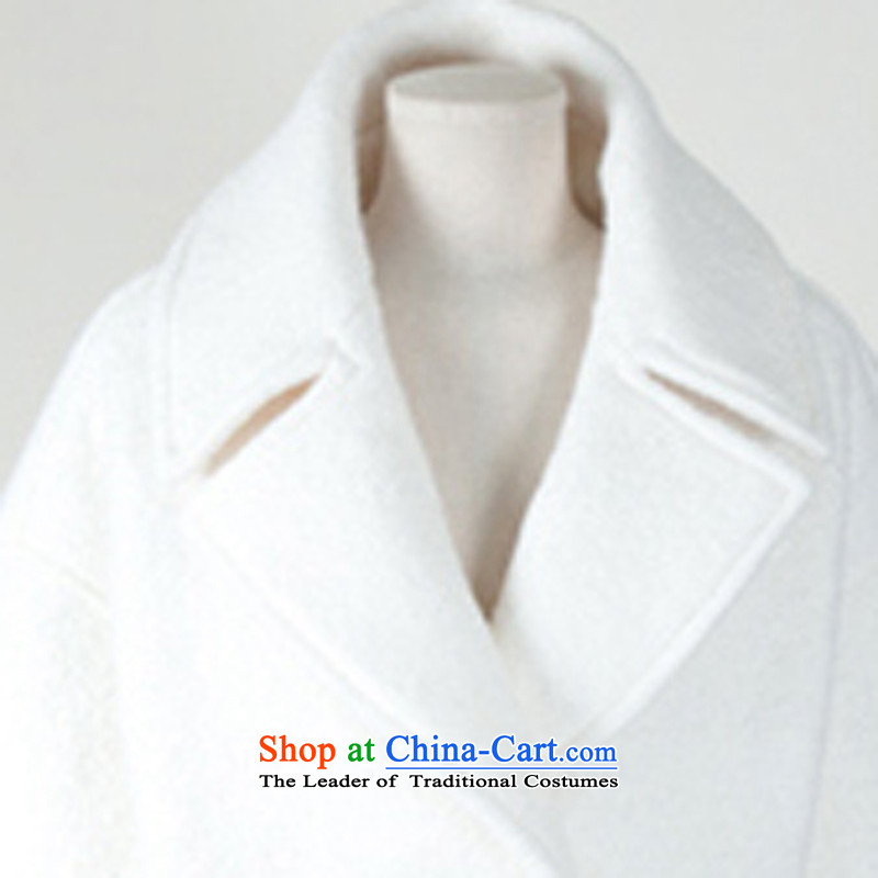 The wounds of Korea Kai autumn and winter new Korean version of large roll collar jacket in gross? long white video thin cashmere a wool coat White M Kai wounds of shopping on the Internet has been pressed.