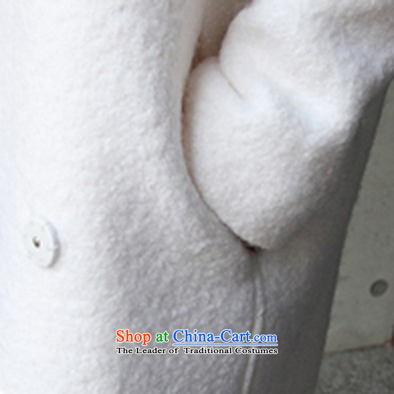 The wounds of Korea Kai autumn and winter new Korean version of large roll collar jacket in gross? long white video thin cashmere a wool coat White M Kai wounds of shopping on the Internet has been pressed.