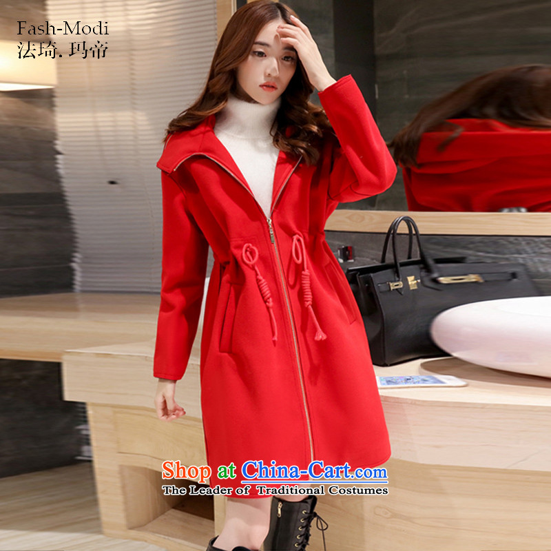 The law was in Dili Qi 2015 autumn and winter female Korean version of the new video in the thin long Sau San gross? a jacket coat female big red?M