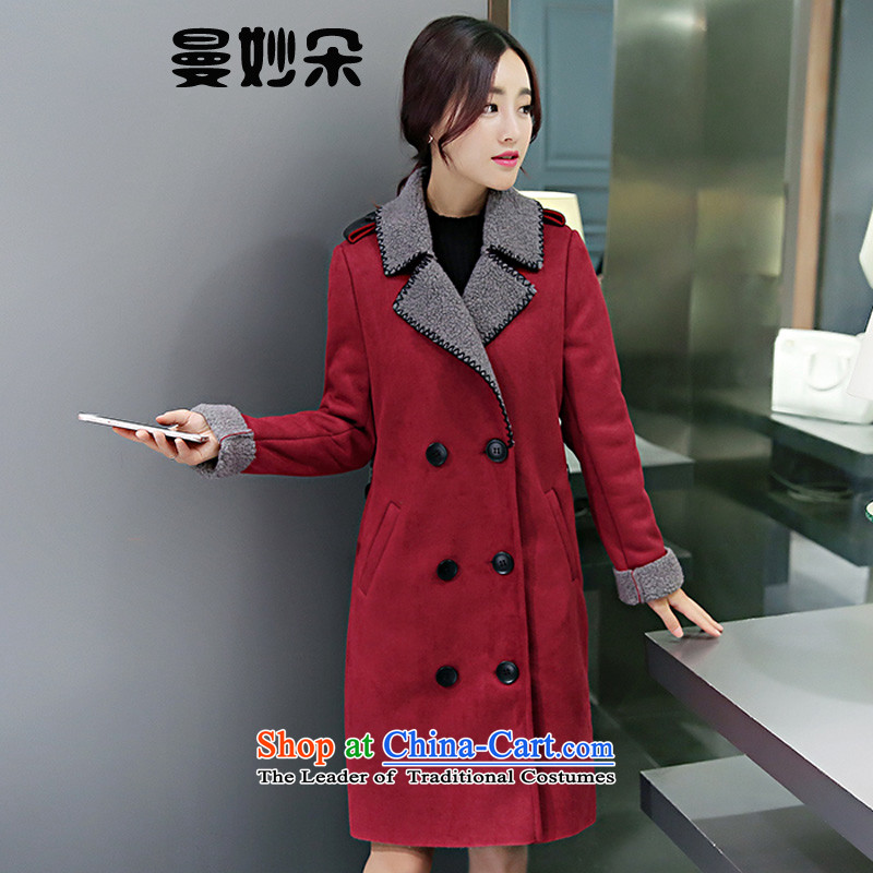 A strange flower 2015 autumn and winter new women's body graphics thin long-sleeved decorated in long single row detained thick wool coat gross?? coats female Korean Gray L, Strange (manmiaoduo) , , , shopping on the Internet