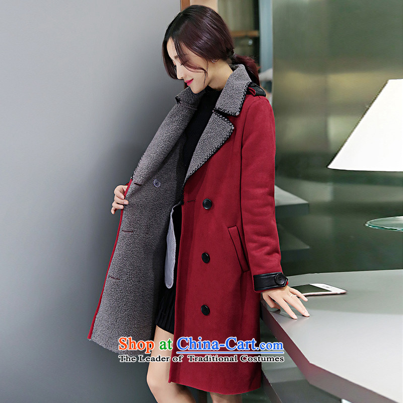 A strange flower 2015 autumn and winter new women's body graphics thin long-sleeved decorated in long single row detained thick wool coat gross?? coats female Korean Gray L, Strange (manmiaoduo) , , , shopping on the Internet