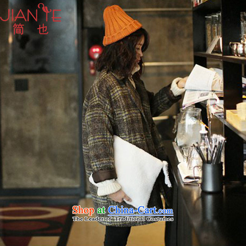 Jane can also fall and winter 2015 new Korean double-jacket in gross? Long a wool coat female W32 Yellow Tartan XL, Jenson also (jianye) , , , shopping on the Internet