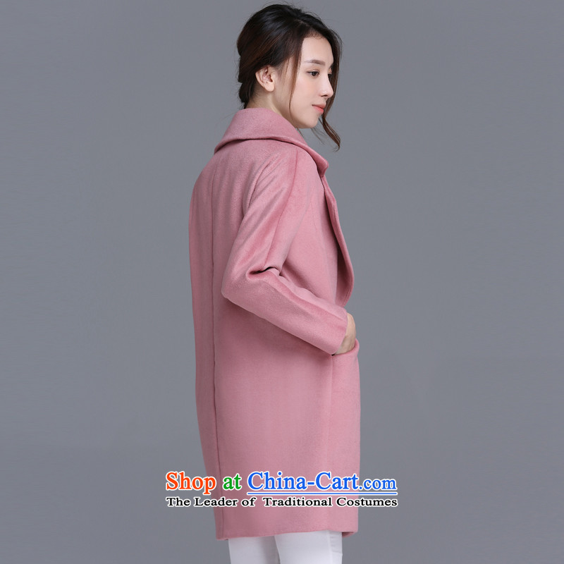 Asen figure  2015 Fall/Winter Collections new Korean women's temperament plain color large roll collar cocoon-thick hair a wool coat jacket girl with pocket gray M arsenal figure (ASENTU) , , , shopping on the Internet