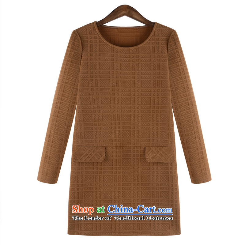 Rui Mei to to increase women's code for the new Europe and the 2015 autumn) thick mm Sau San video round-neck collar long-sleeved forming the thin dresses N1630 3XL, yellow earth-mei RIUMILVE rui) , , , shopping on the Internet