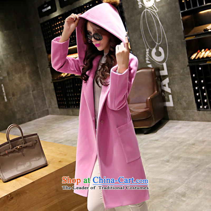  The Korean version of the 2015 Autumn ESVT new stylish and simple graphics thin cap Sau San lapel of long-sleeved in long coats of gross? female pink , L, 3. Upload.. Say (sanweichuanshuo) , , , shopping on the Internet