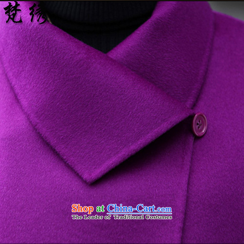 Van Gogh embroidered fall 2015 stylish Sau San long wool coat  1521? violet XXL, Van Gogh embroidered shopping on the Internet has been pressed.