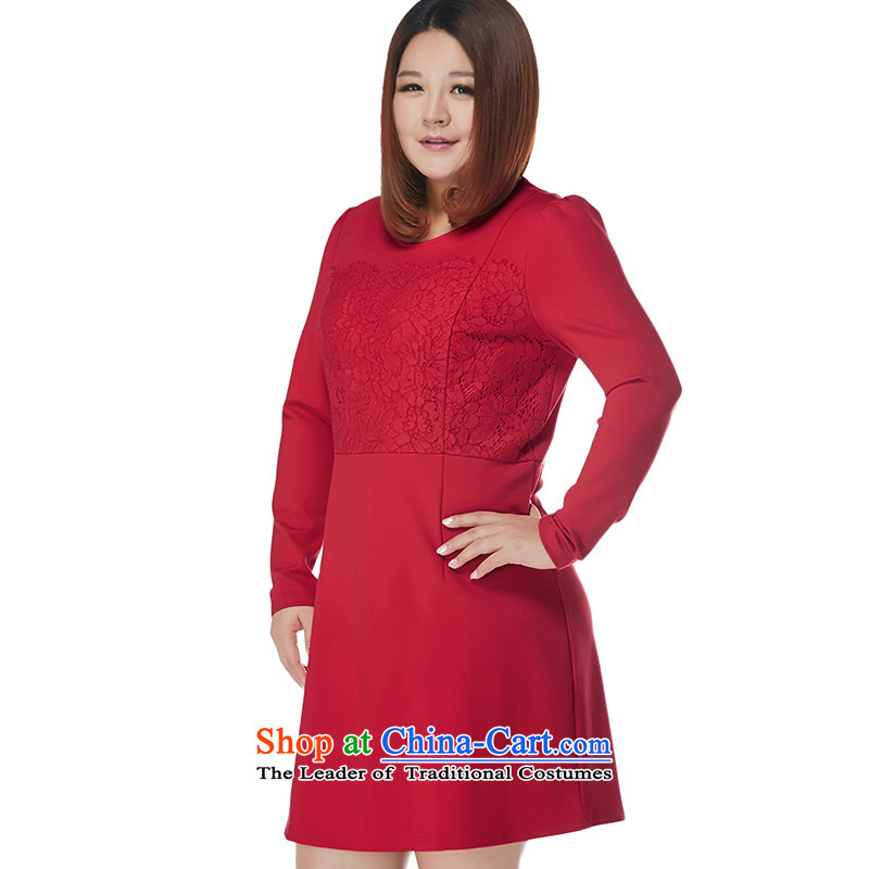 Msshe xl women 2015 new winter clothing round-neck collar lace spell a series of dresses Foutune of 10696 Red 2XL, Susan Carroll, the poetry Yee (MSSHE),,, shopping on the Internet