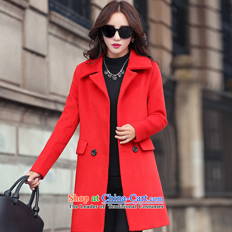 The Korean version of the stylish lapel coats of red XXL?