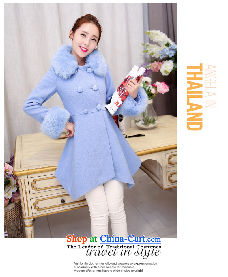 Mrs flower of gross? 2015 autumn and winter coats female Korean version of the new long hair? coats : 8289 Water Blue M picture, prices, brand platters! The elections are supplied in the national character of distribution, so action, buy now enjoy more preferential! As soon as possible.