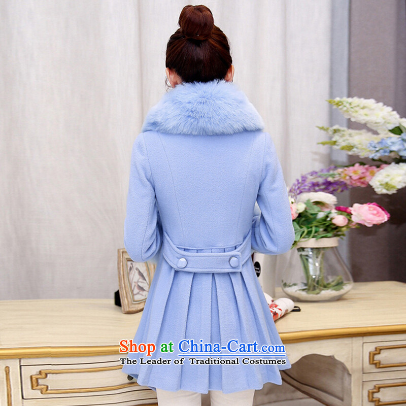 Mrs flower of gross? 2015 autumn and winter coats female Korean version of the new long hair? : 8289 Water Blue M, coats Mrs flower-na (SODORNEE) , , , shopping on the Internet