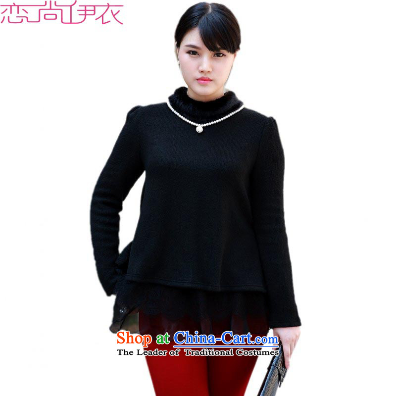 The new 2015 Fall_Winter Collections T-shirts to release A XL stylish long-sleeved Knitted Shirt Maomao high collar forming the warm clothes thick Mei long-sleeved shirt black?5XL?approximately 180-200 catty