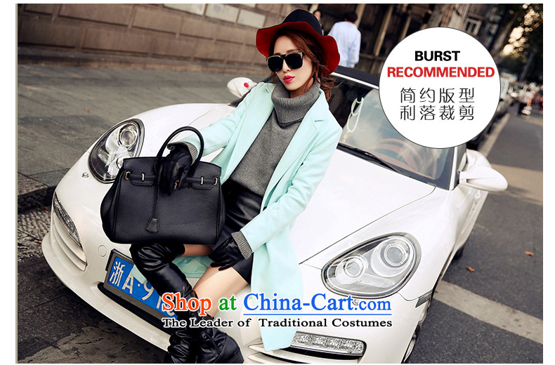 Yiu-Dan Ni 2015 winter coats new women's European site high-end fashion solid color jacket in Sau San wool? long green M picture, prices, brand platters! The elections are supplied in the national character of distribution, so action, buy now enjoy more preferential! As soon as possible.